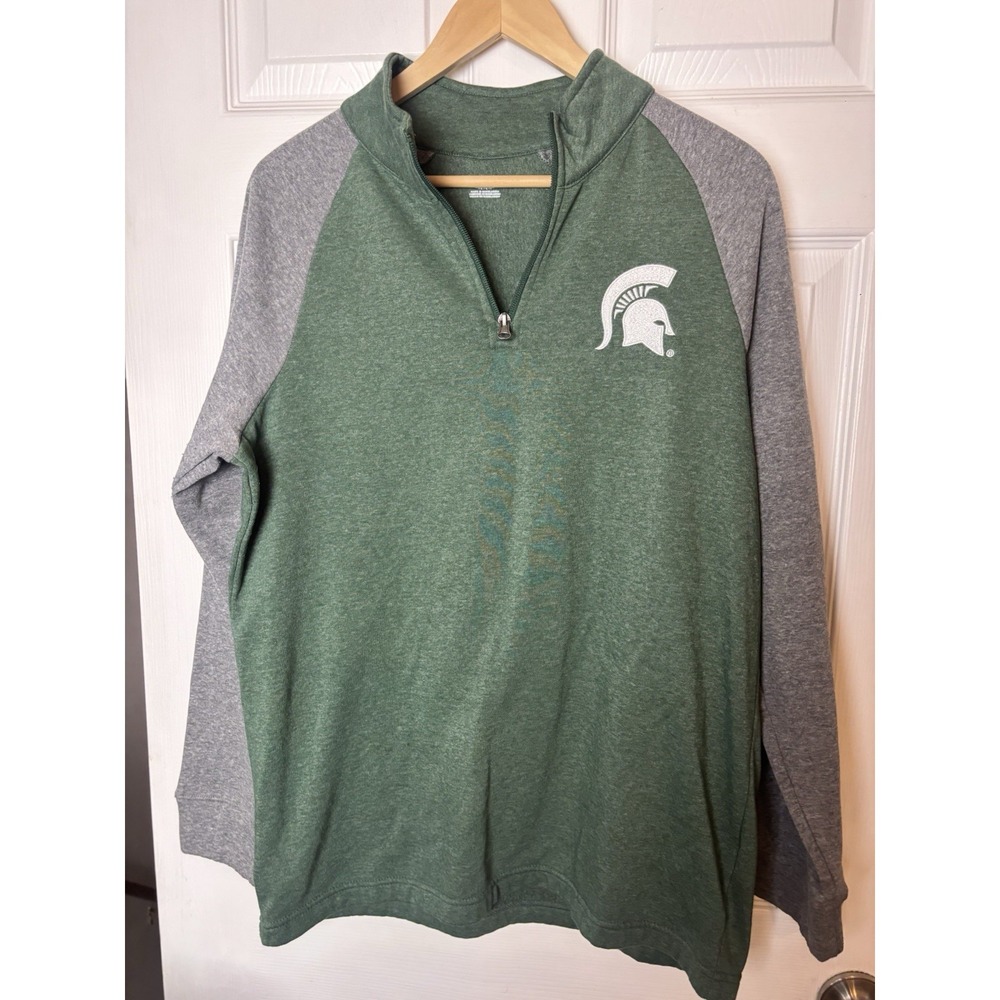 Michigan State Spartans MSU Green 1/4 Zip Jacket Men's Med Captivating Fleece In